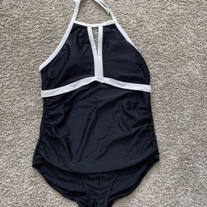 Black and white one piece bathing suit
